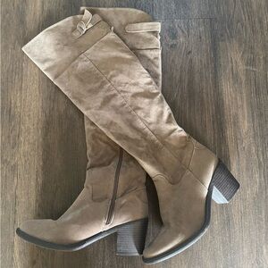 Qupid Taupe Heeled Boots